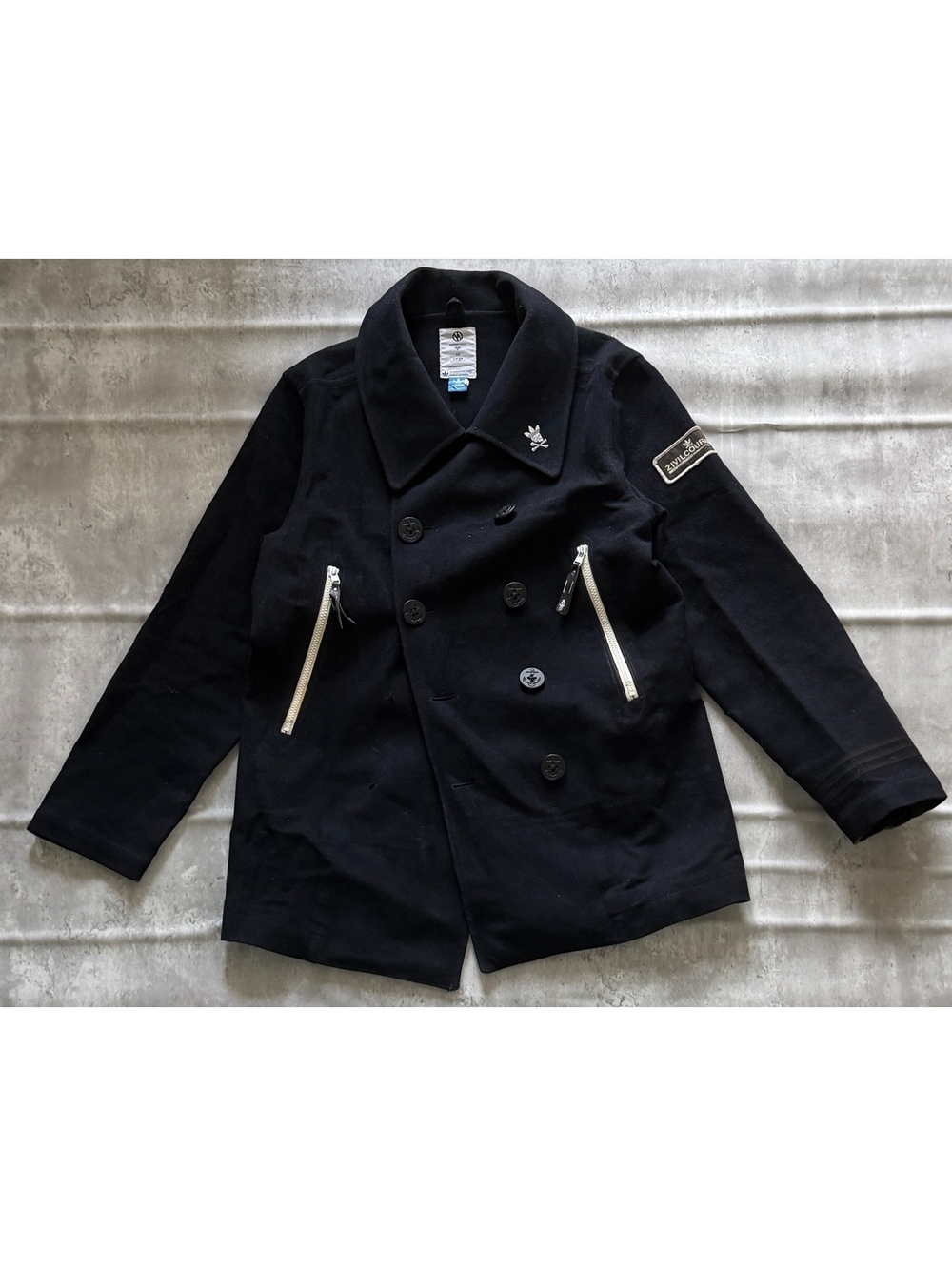 Adidas x Neighborhood Black Wool Peacoat Jacket Size L